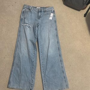 PacSun low rise baggy white wash jeans